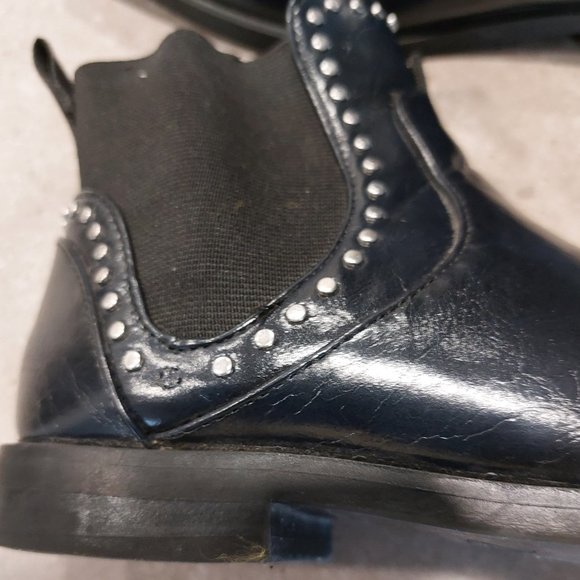 ZARA Women's Flat Ankle Boots w/Silver Studs and Elastic - Black - Size 8.5 - Picture 7 of 9